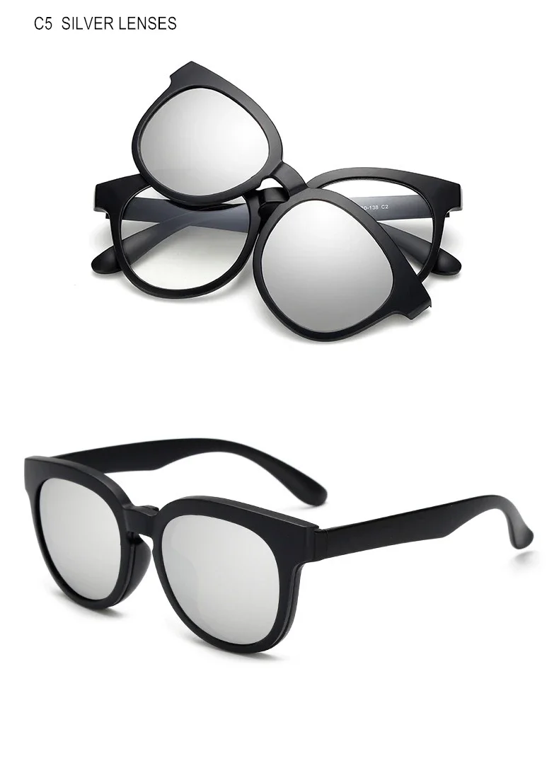 6-in-1-Magnet-Sonnenbrillen-Clip und Korrekturbrille für Myopie -0,5 bis -10, polarisierte oder Nachtsichtgläser, Männer und Frauen, kurzsichtige Brillen, F236 – Detail 19