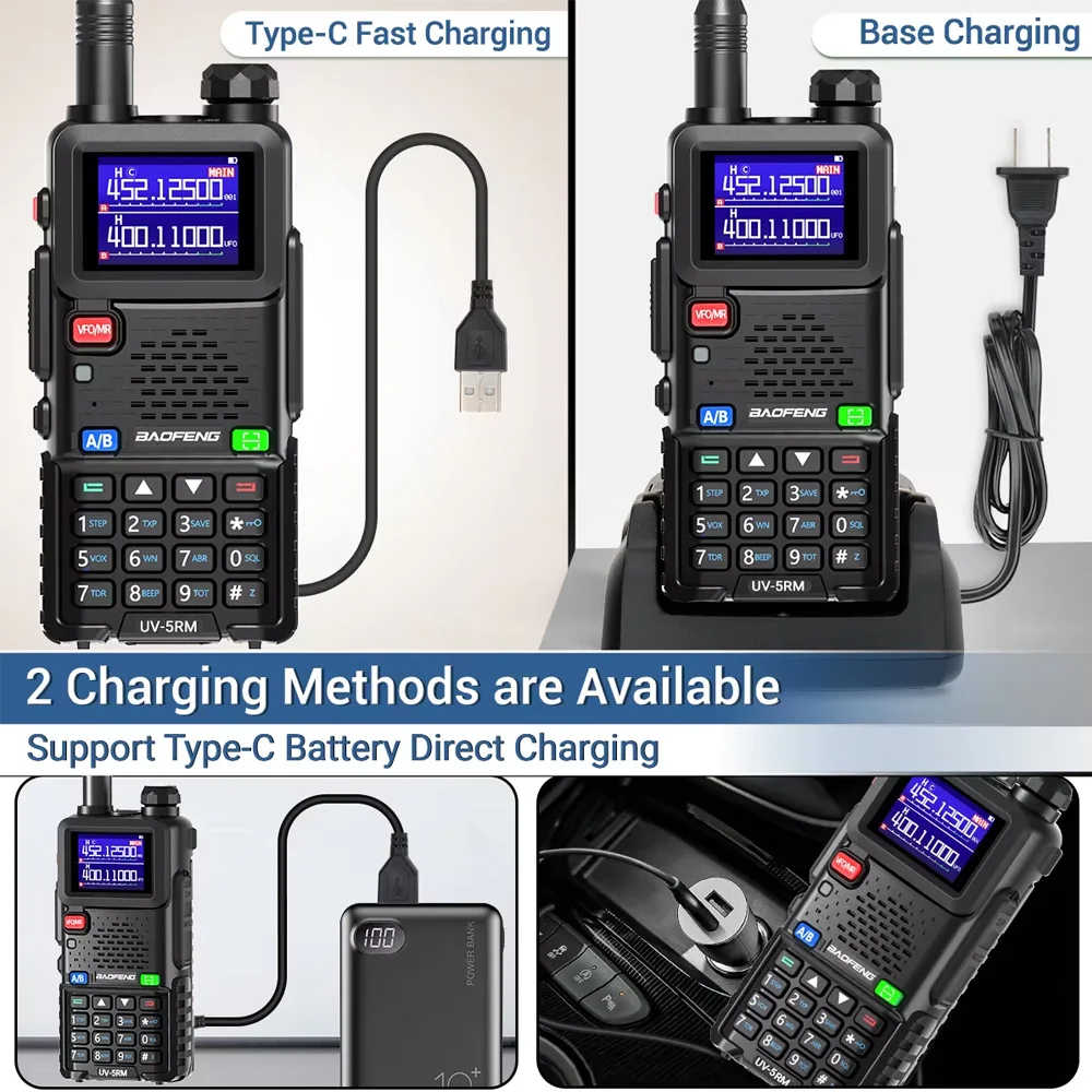 Baofeng UV-5RM Air Band Walkie Talkie Wirless Copy Frequency Tri Power Type-C NOAA Long Range Upgraded UV5R Two Way Radio 5