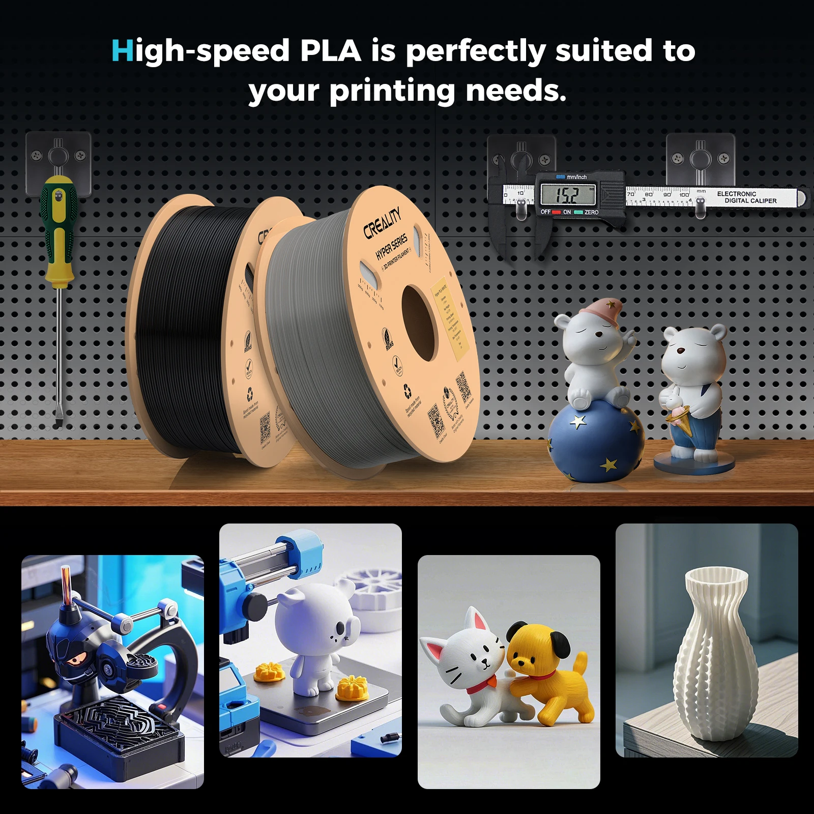 Creality K1/K1 Max/Ender-5 S1용 기존 CREALITY 고속 PLA 필라멘트 1.75mm 1KG 하이퍼 시리즈 PLA 3D PLA 필라멘트