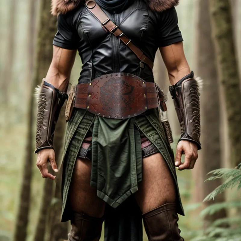Vikings Belt Wide PU Leather Medieval Larp Costume Men Women SCA Waist Armor Corset Heavy Belt Celtic Halloween Emboss Adult