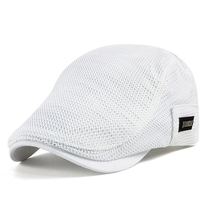 Branded Men's and Women's Berets Visor Caps Summer Breathable Flat Peaked Sun Hat Net Solid Herringbone Newsboy Hat Mesh Driver Cap beret hat newsboy cap newsboy hat