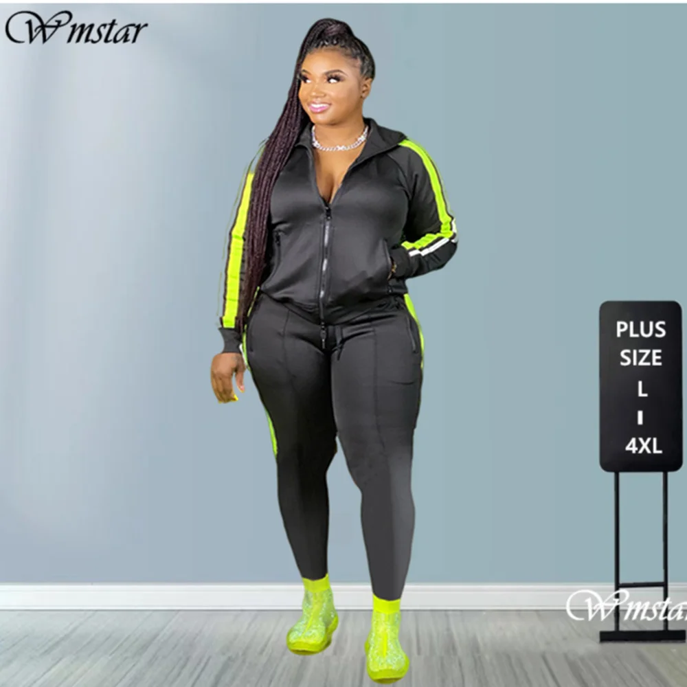 

2022 Plus Size S-4Xl 2 Piece Set Women Fall Clothes Sweatsuit Joggers Outfit Zip Top Sweatpants Tracksuit Wholesale Dropshipping