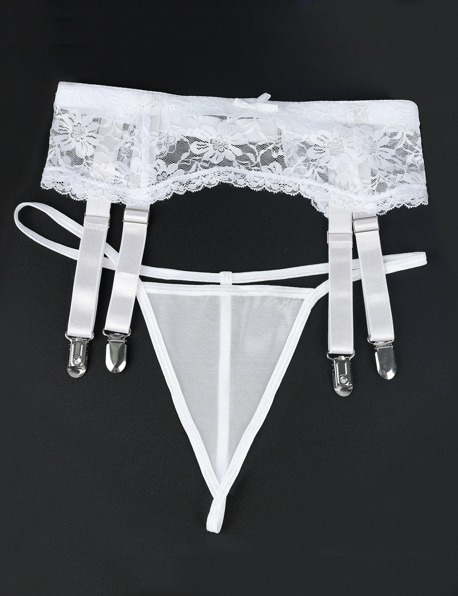 Comeondear, liguero de encaje Floral para mujer, bragas de mujer de talla grande, conjunto de cinturón con tirantes de malla con 4 correas, Clip de Metal para hasta el muslo