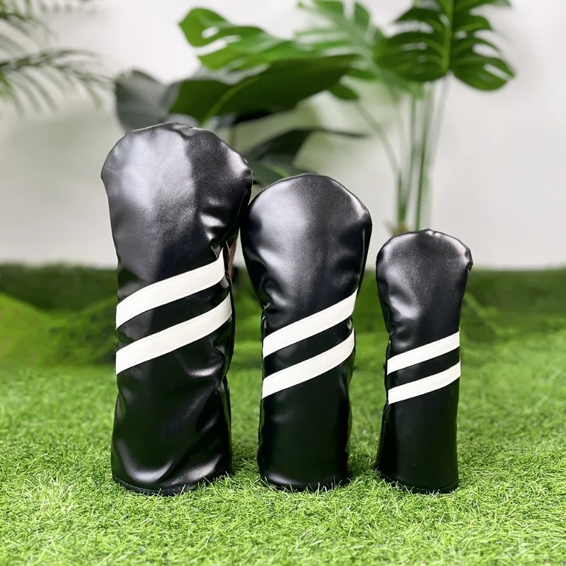 3pcs Waterproof Striped Golf Headcovers - Durable Protection For Your Clubs 5
