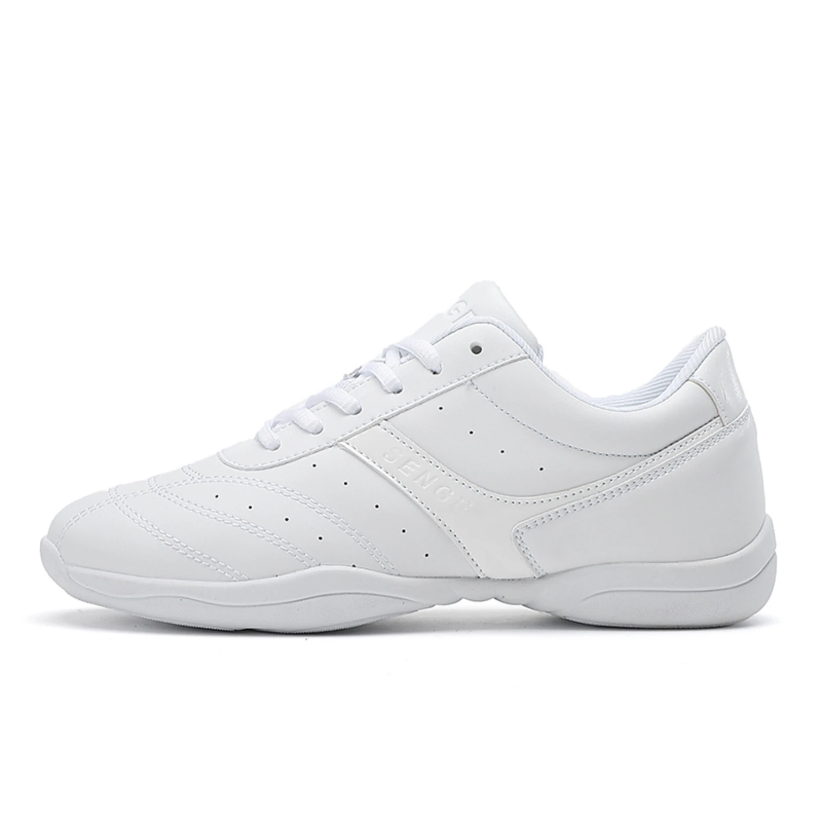 Marwoo SG01 lightweight white soft sports dance shoes, fitness aerobics cheerleading shoes, competitive training women's shoes
