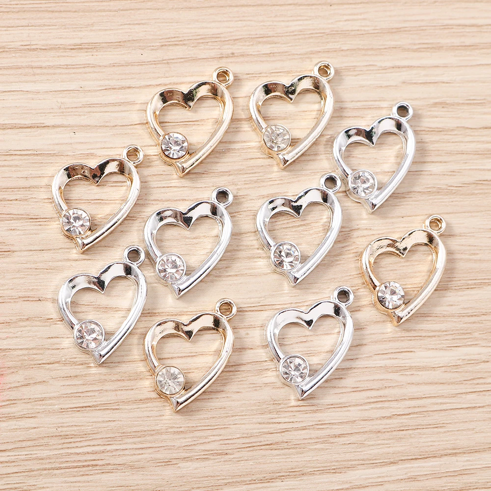 Tusember 10 Stück 20*14mm klare Kristall-Liebesherz-Anhänger für Armband, Halskette, Ohrringe, Modeschmuck, Zubehör zur Schmuckherstellung