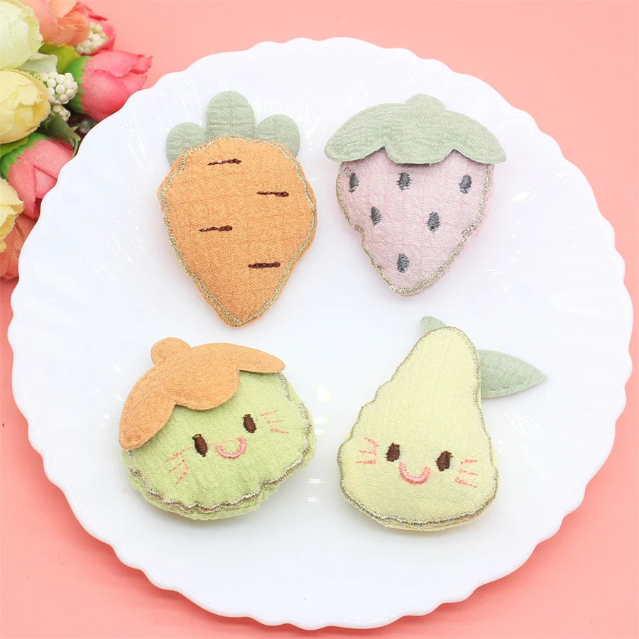 цена 5Pcs/Lot Cute Cartoon Fruit Doll Appliques For DIY Handmade Children Hair Clip Accessories Hat Cloth Bag Brooch Patches New