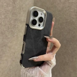 Cowboy Fabric Retro Vintage Phone Case - Soft Bumper Armor Jeans Cover - iPhone 15 Plus (Black)
