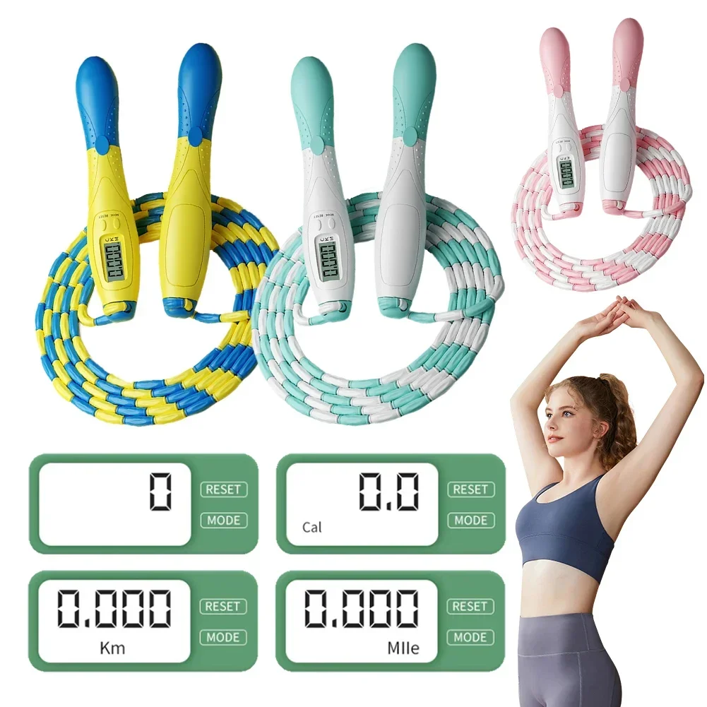 Beaded Jump Rope Skipping Rope with Counter Plastic Segmented Jump Soft Beaded Skipping for Indoor Outdoor jump rope