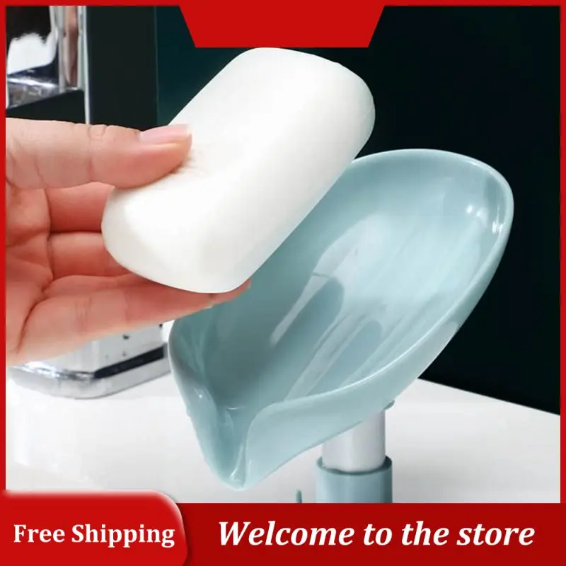 

Laundry Soap Dish Storage Non-slip Creative Bathroom Gadgets Soap Holder With Suction Cup Soap Box Drain Soap Case Leaf Shape