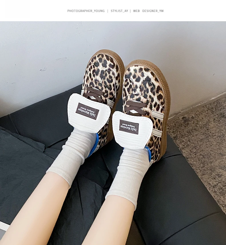 Description Picture 5 of itemFashion Leopard Sneakers Woman Comfortable Soft Skateboard Shoe Women Low Cut Leather Women's Skate Shoes zapatillas de mujer