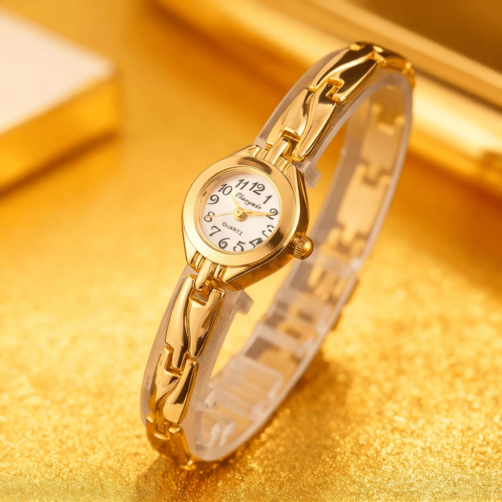 Elegant Ultra-Thin Luxury Golden Quartz Women's Bracelet Watch