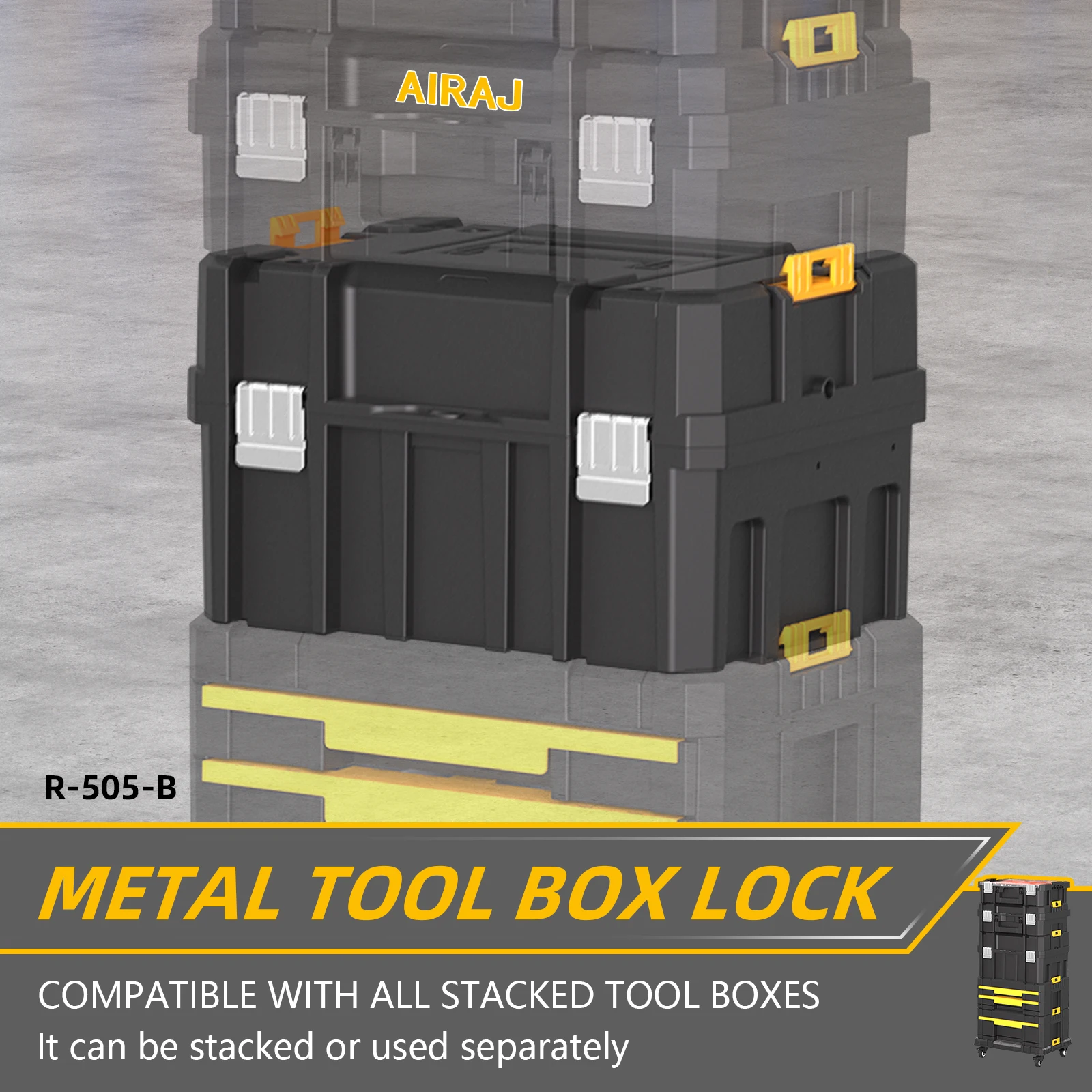 AIRAJ Large 3-layer Folding Tool Box Stackable Multifunctional