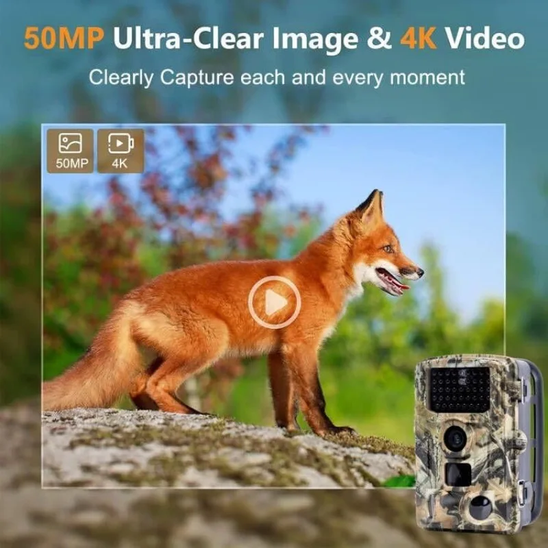 Fototrappola Fotocamera Caccia 50MP 4K with 32GB SD Card hunting trail camera trail camera
