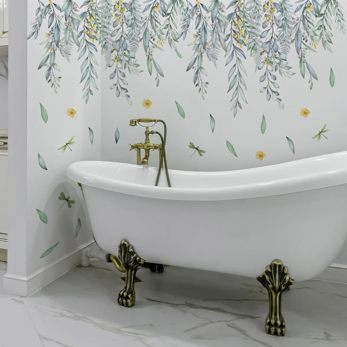 New Leafy Floral Vine Bathtub Decal - Self-Adhesive Wall Sticker for Bathroom, Living Room Decor, 3 Styles (30x90cm)