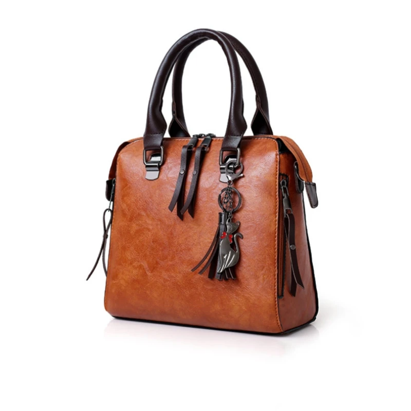 European and American Retro Women's Bag 2023 New Zimu Bao Oil Leather One Shoulder Four Piece Set Women's Handbag