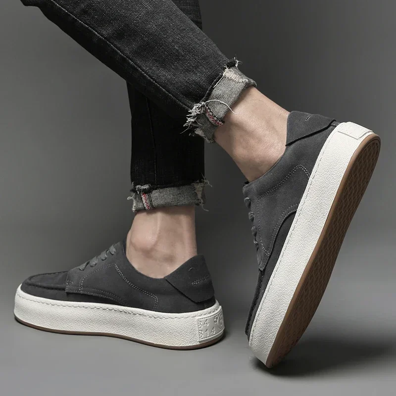 Men's Shoes Classic Casual Shoes Cow Suede Comfortable Sneakers For Men Luxe Leather Walking Shoes Lace-Up Luxury Man Sneaker 5