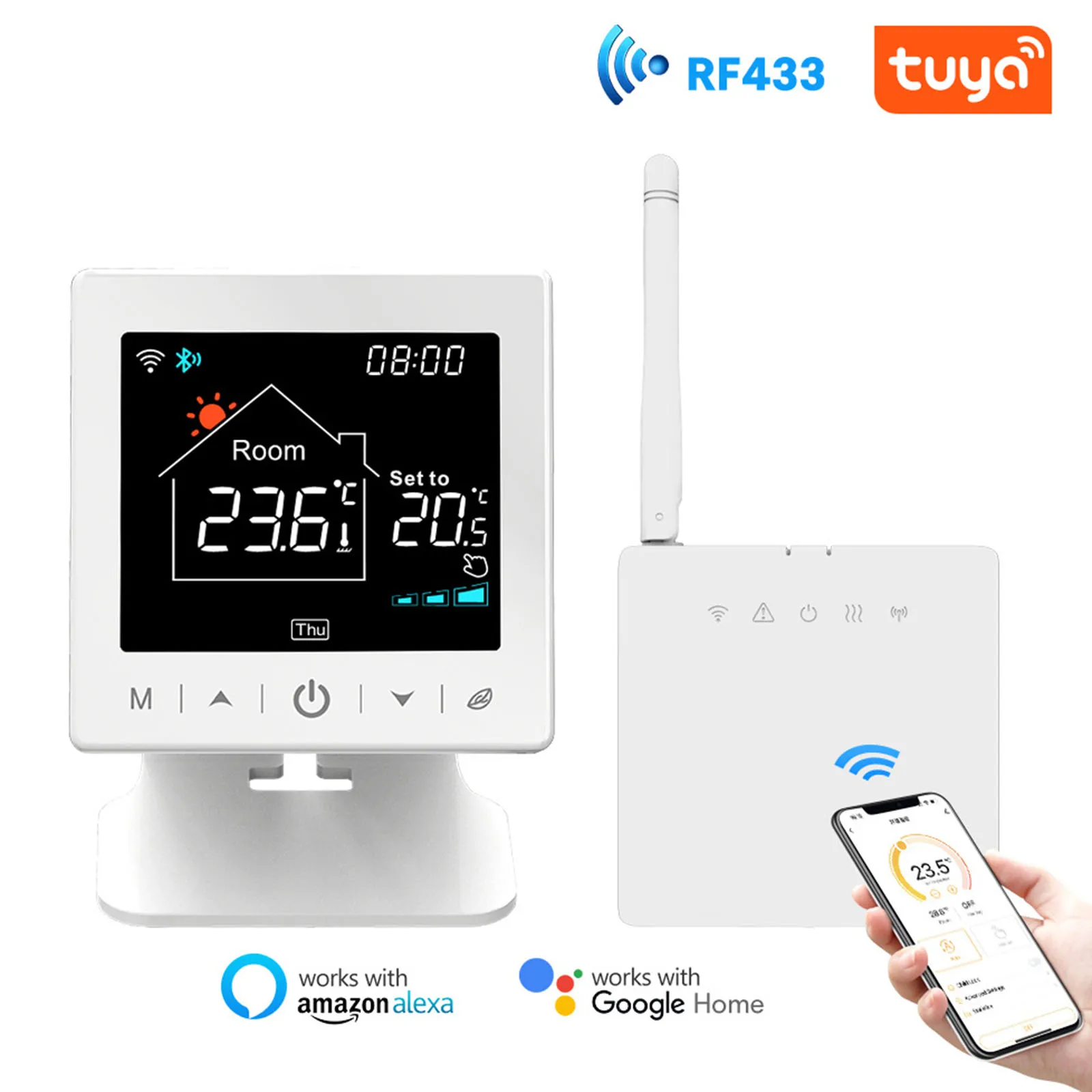

Battery powered WiFi thermostat for water and gas boilers with precise temperature control and anti freeze function