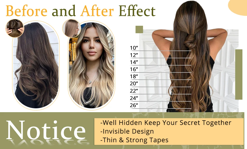 AW 12''-28'' Tape In Human Hair Extensions Straight Seamless Invisible Natural Machine Made Remy Adhesive Glue On Hair Extension
