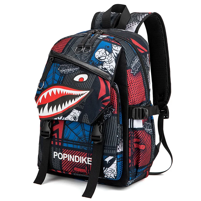 Shark Men's Backpack USB Charging Boy's Student Computer Schoolbag Man  Kawaii Anime Print Simple Rucksack Men's Bag - AliExpress