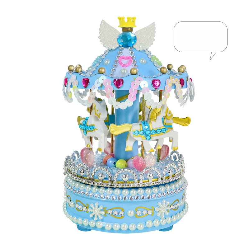 Children's Handmade Creative DIY Luminous Music Box Carousel Birthday Gift Educational Toy Gift Material Package