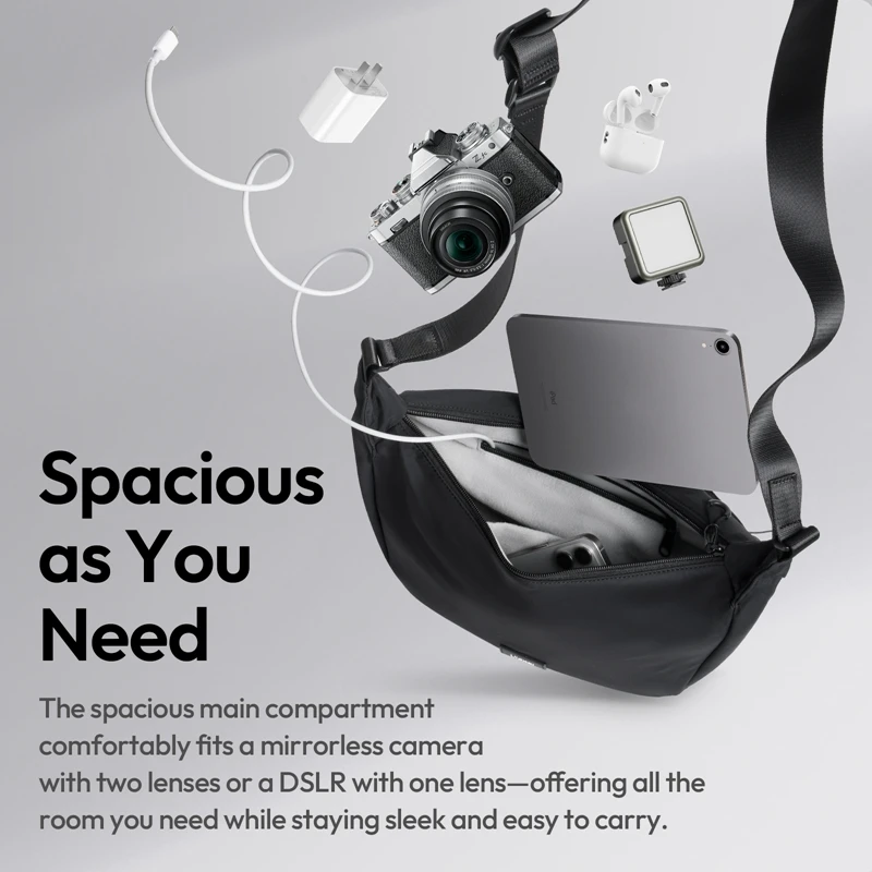 Ulanzi HMN1Lunar Sling Bag Travel Shoulder with Divider Adjustable Strap Crossbody Carry for Street Photography Daily Commuting