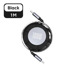 Retractable USB - C Cable - PD100W Fast Charging & Data Cord (Black)