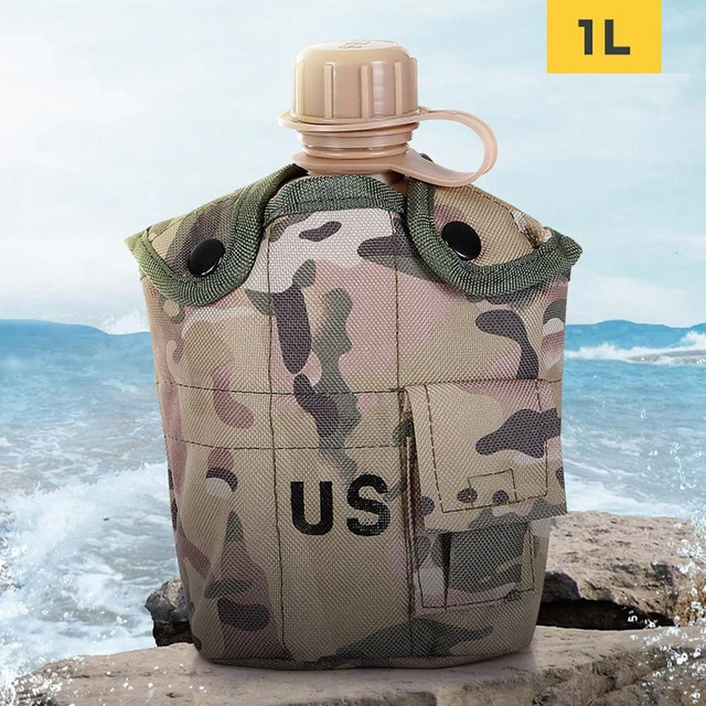 Botella militar para cantimplora, hervidor de agua con cubierta para  acampar, senderismo, mochilero, supervivencia, 1L - AliExpress