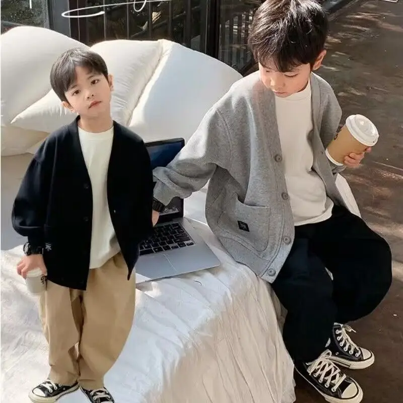 Baby Boys Cardigan Jackets Spring Autumn Soft Casual Coats Fashion Kids Children Brithday Clothes Tops Costume 2-12Y