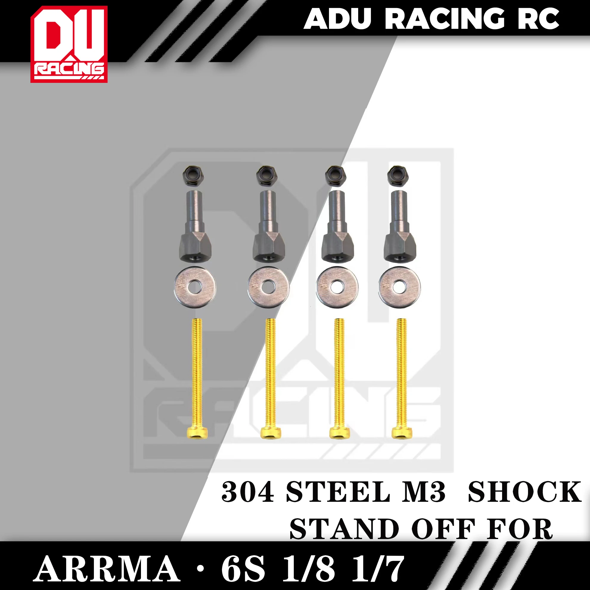 ADU Racing 304 STEEL M3 SHOCK STAND OFF FOR ARRMA 6S 1/8 AND 1/7
