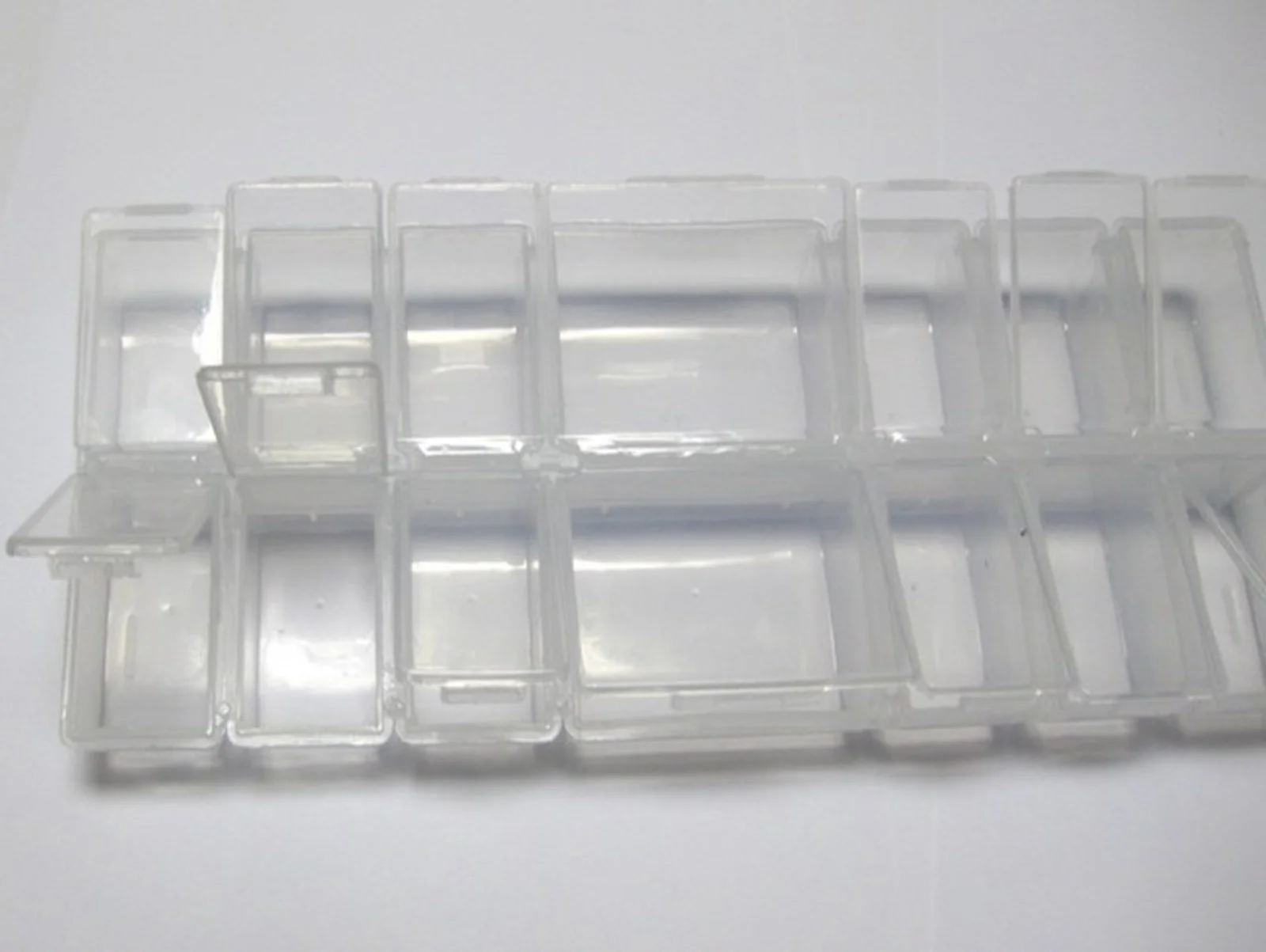 Clear Plastic Organizer Case 10 12 14 Compartments Jewelry Beads Display Storage Box