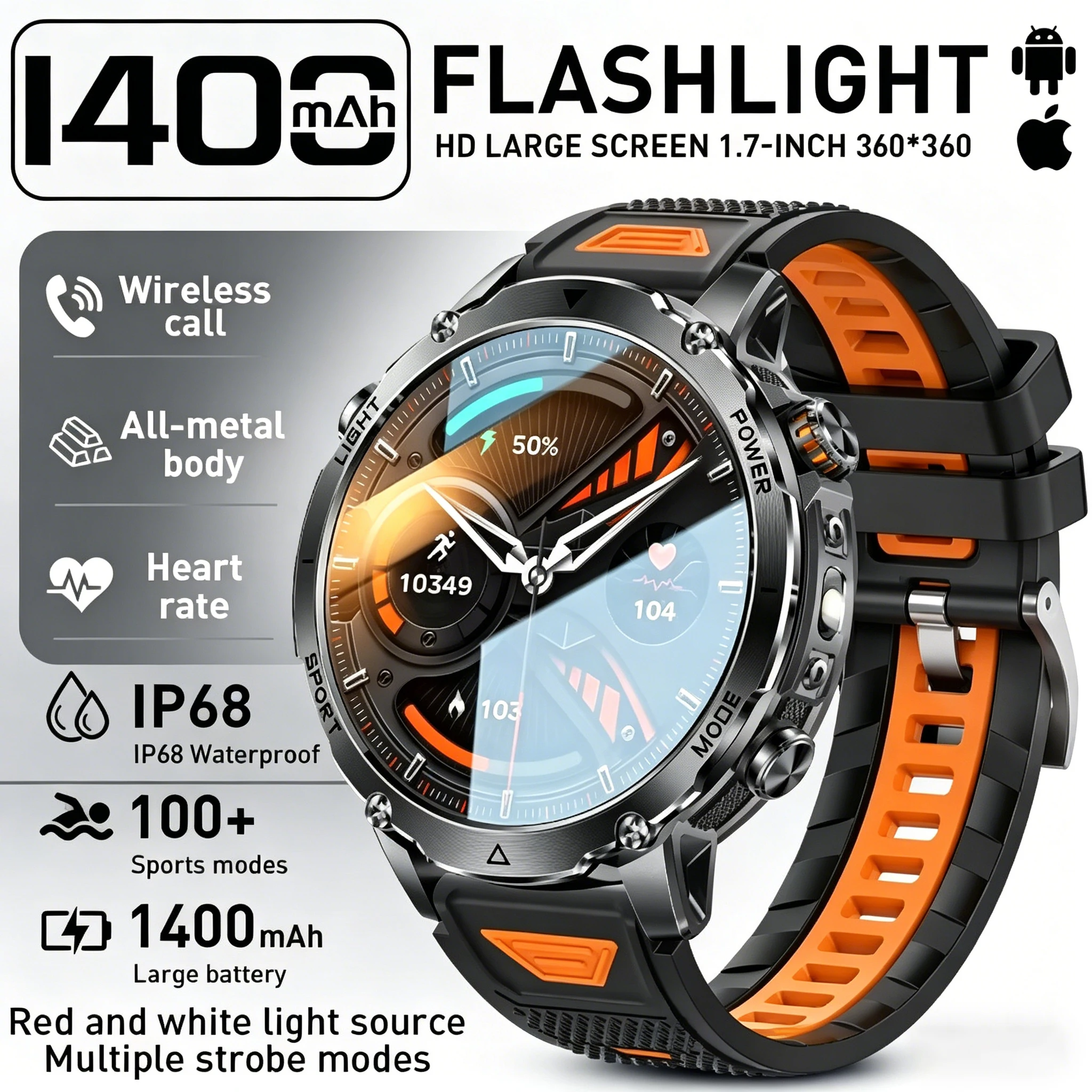 2026 New Military Smart Watch Men Amazfit 1400mAh Battery 1.7-Inch AMOLED Sport GPS Track Bluetooth Call Rate Smartwatch For Men 1