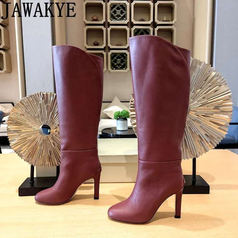 Winter Fashion Week Knie Hoge Laarzen Vrouwen Dunne Hoge Hak Lange Laarzen  Luxe Merk Lederen Punk Laarzen Vrouw Enkel laarzen| | - AliExpress