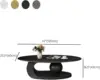Modern Stone Coffee Table, Abstract Metal Base Living Room Table, 40 in (White, 47"x24"x17") 3