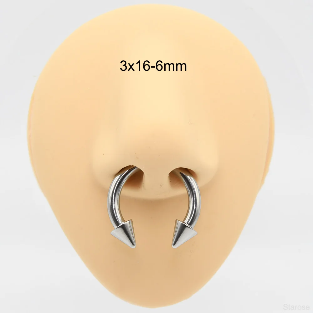 Stainless Steel Spike Nose Piercing Septum Rings Nipple Rings Lobe Earrings 0G 00G 2/10mm
