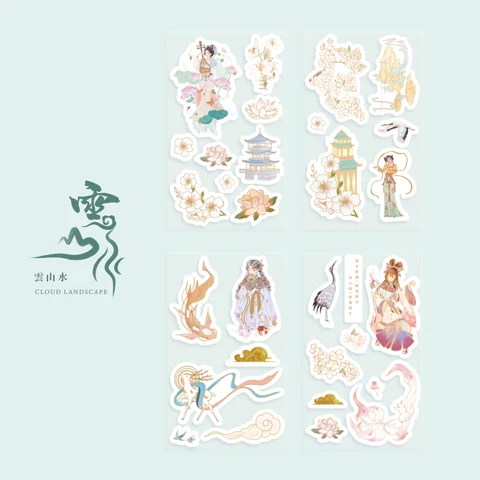 pcs Chinese style Stickers aesthetic Hand Account Decorative Stick Labels Junk Journaling Album Scrapbooking Collage material