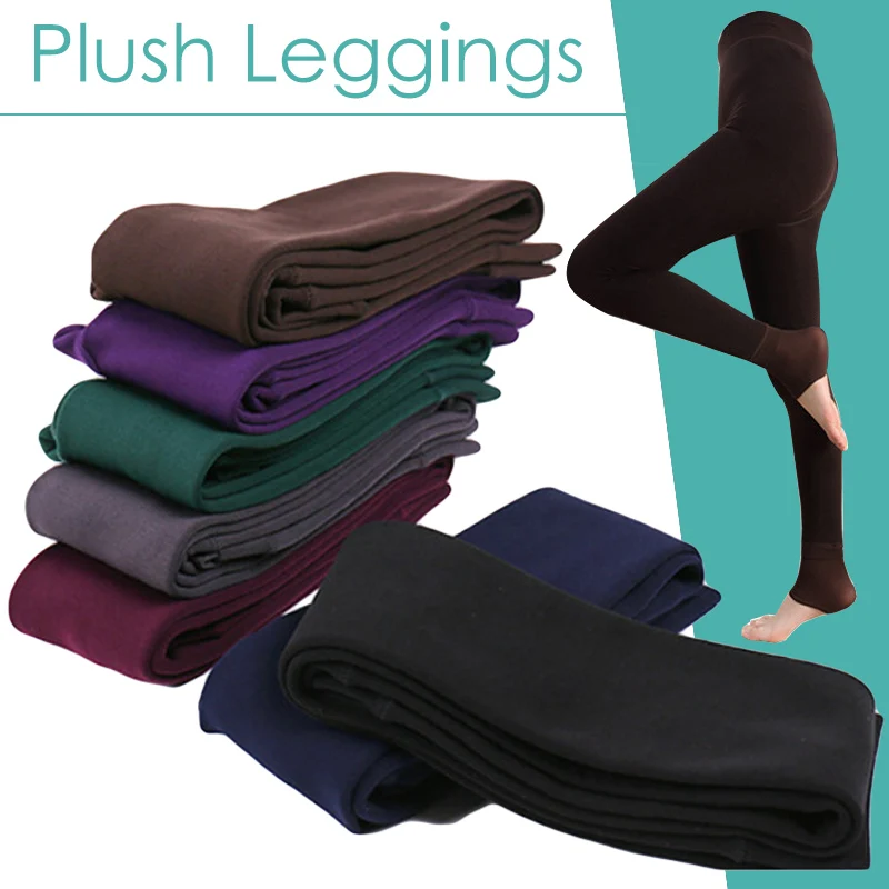 

Autumn Winter Women Fleece Thermal Pantyhose Stretch Tights Thicken Plush Stocking Fleece Lined Tights Pants
