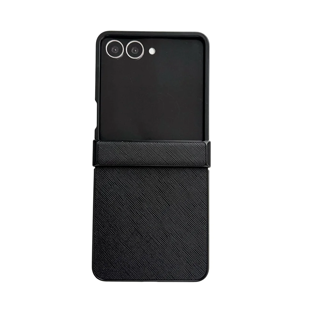 Luxury Lichee Pattern Leather Foldable Phone Case with Hinge Protection