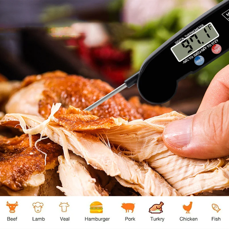 Digital Thermometer Food Thermometer BBQ Thermometer Digital Kitchen Food Thermometer For Meat Water Milk Cooking Food Probe BBQ Electronic Oven Thermometer Kitchen Tools