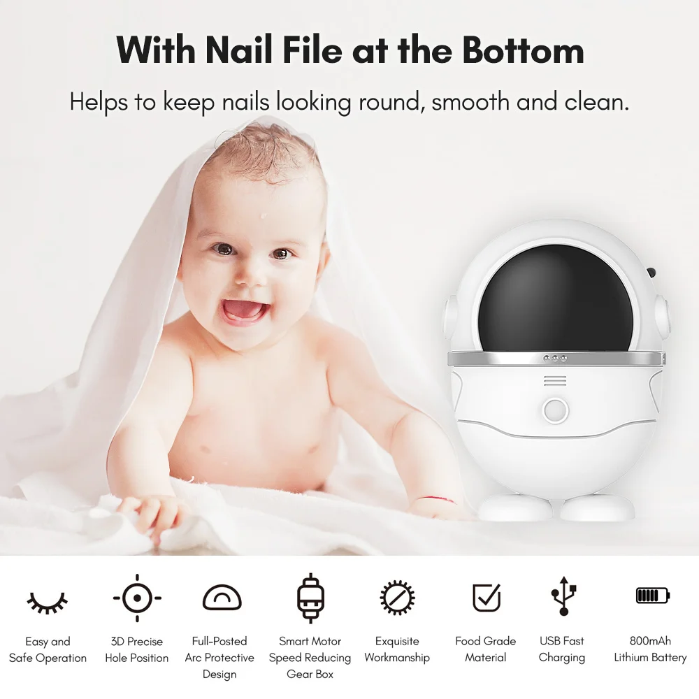 Portable Electric Baby Nail Clipper Automatic Baby Nail Files Mini Trimmer for Kids Adults Elders