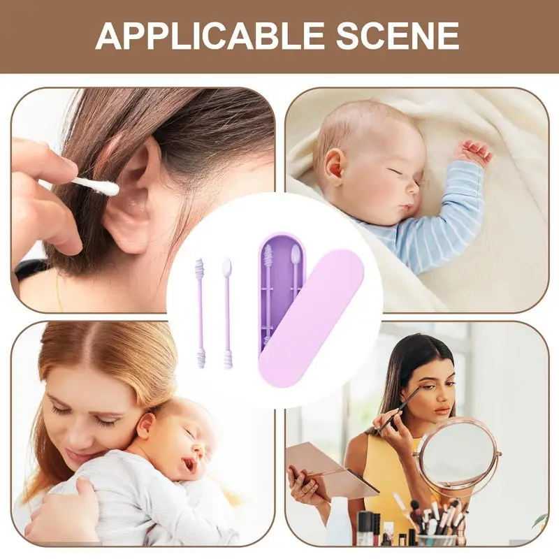 Reusable Ear Swabs Mini Cotton Swabs for Makeup Removal BPA Safe Extra Soft Kids Safety With Thin Tips Silicone Q-Tips