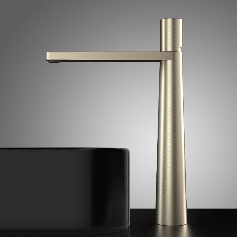 Bathroom Basin Faucet Brush Gold Solid Brass Faucet Sink Mixer Tap Hot and Cold Signle Lever Basin Faucet Free Shipping