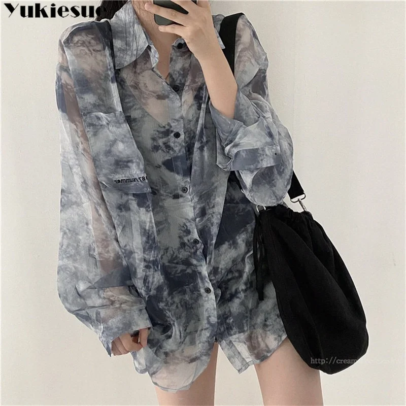 

Женские рубашки 2023, летняя мода, топ в готическом стиле Харадзюку с принтом, новая Корейская версия, свободная повседневная одежда, Солнцезащитная рубашка с вышивкой