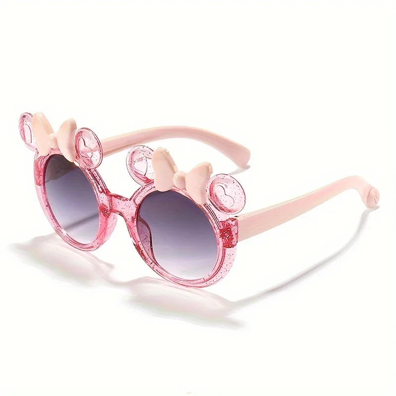 Adorable Exquisite Ear Bow Decors Round Children's Fashion Sunglasses Girls Outdoor Party Vacation Travel Photo Props Eyewear