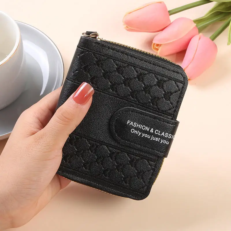 Petit Porte-Monnaie Portefeuille À Fermeture Éclair En Cuir Pu Mini Sac - 8