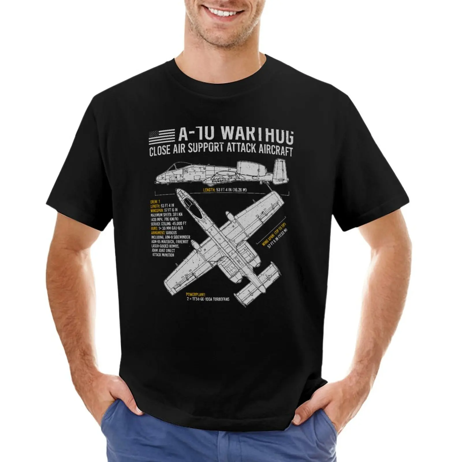 

A-10 Warthog US Aircraft Plane USAF Airplane Blueprint T-Shirt plus size tops Short t-shirt T-shirt short sweat shirts, men