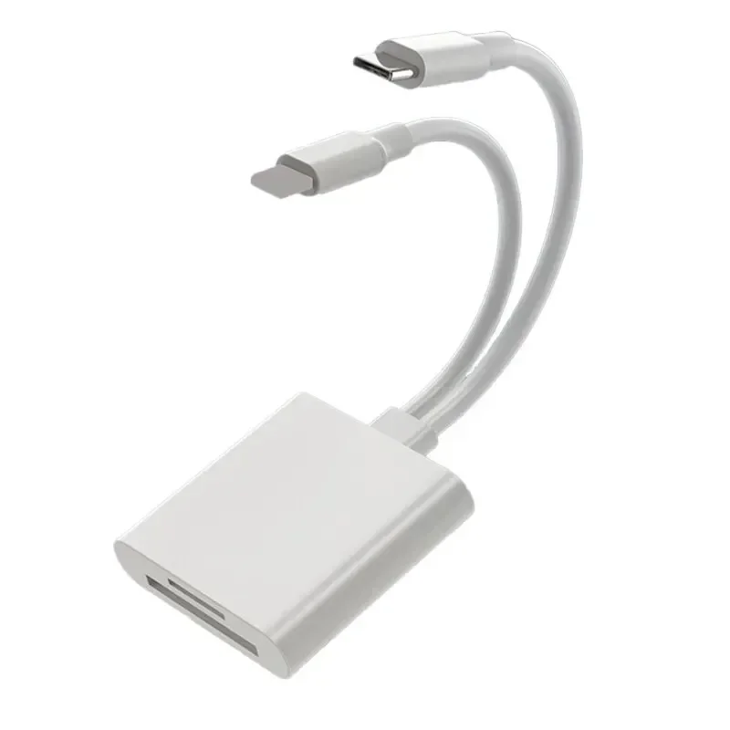 2'si 1 arada OTG Kart Okuyucu Tip-C Aydınlatma Çift Bağlantı Noktalı SD TF Hafıza Kartı Adaptörü IPhone/iPad PC Dizüstü Bilgisayar Kart Okuyucusu APP Gerektirmez