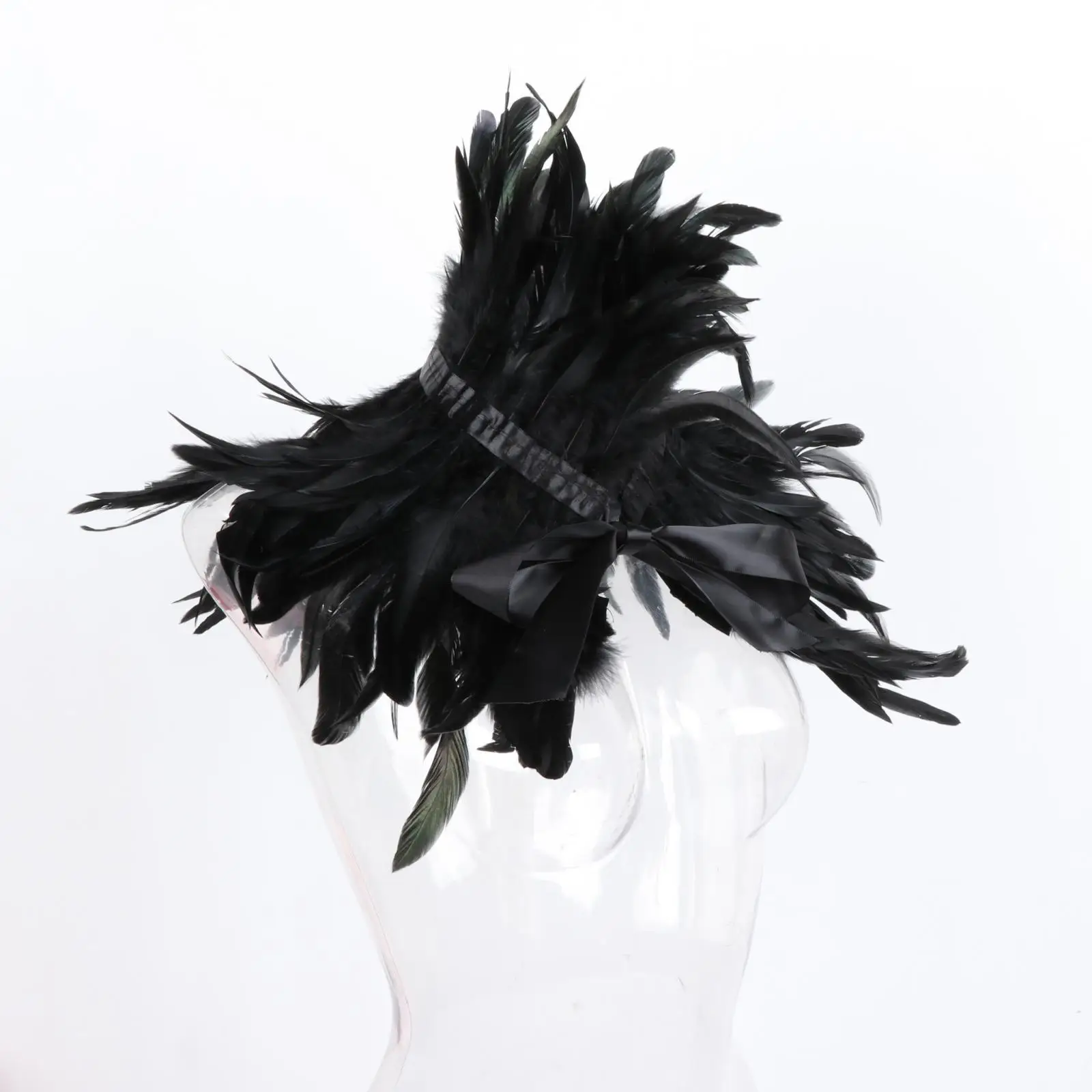 

Feather Shrug Shawl Punk Witch Costume Accessories Lace up Decor Gothic Props Dress up Halloween Party Scarf Capelet