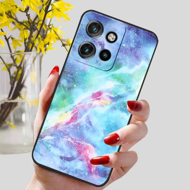 Elegant Marble Design Soft Silicone Phone Case with Protective Black TPU Bumper