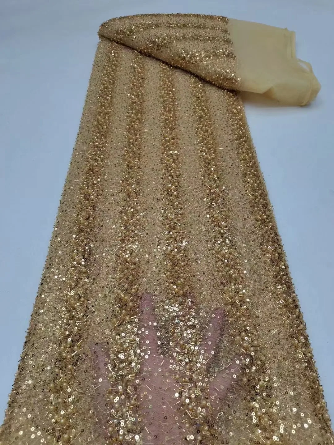 

Роскошные тюлевые кружева, искусственный жемчуг, африканская кружевная ткань 2024, высококачественные сетчатые кружевные платья для женщин